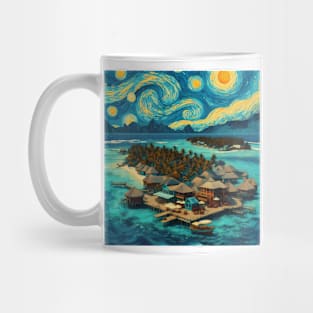 Maldives, in the style of Vincent van Gogh's Starry Night Mug